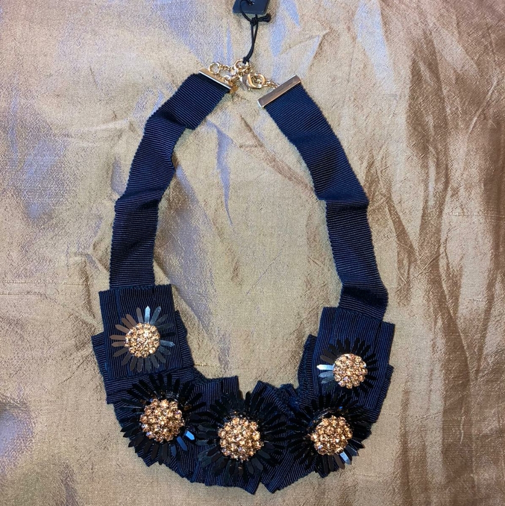Ann Taylor black ribbon statement necklace